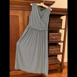 Lands End maxi dress, size M (10-12),  cotton/modal/spandex, blue and teal print